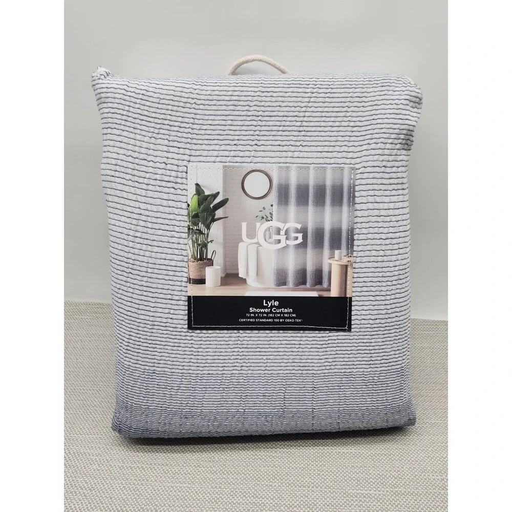 UGG Lyle Shower Curtain Navy Multicolor Stripe Polyester Spandex 72 In × 72 In